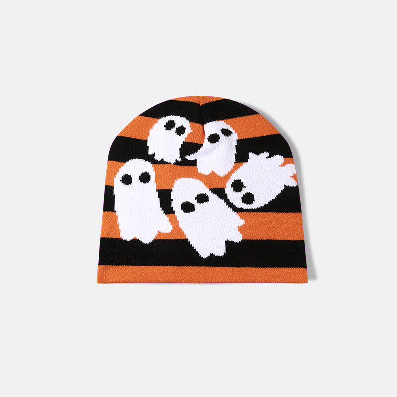 Bonnet tricoté à rayures d'Halloween