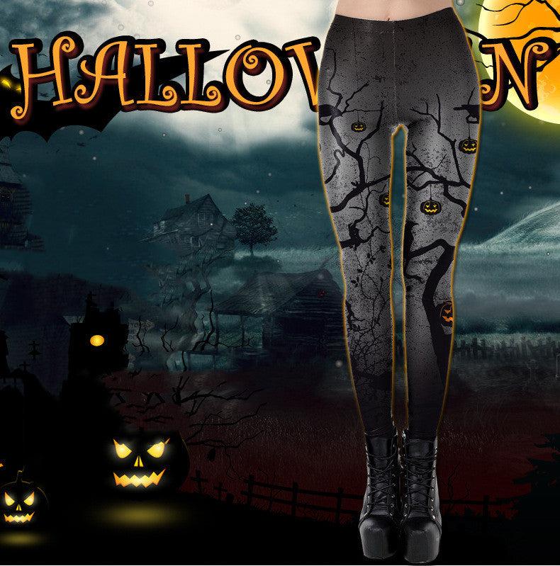 Leggings à tête de citrouille pour femme