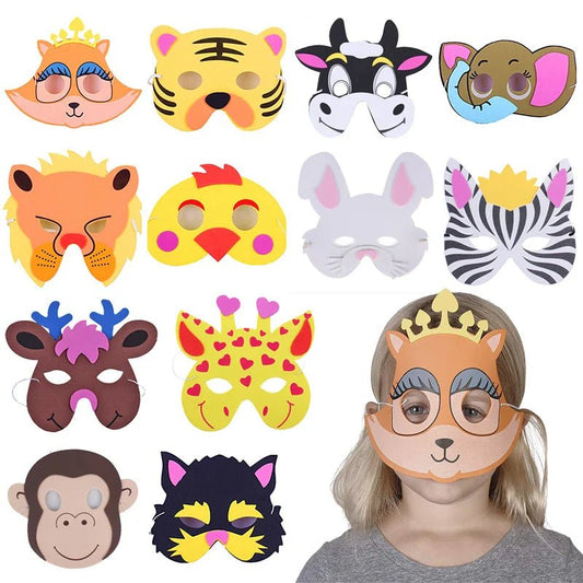 12pcs Jungle Safari Animal Foam Masks Set - Cake Pops Parties