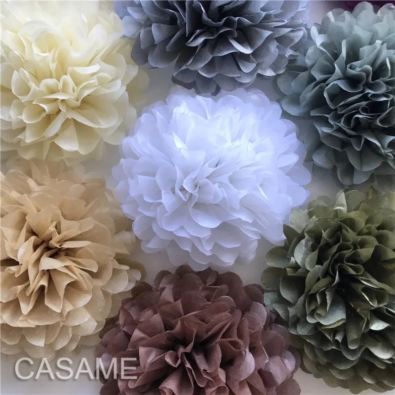Assorted vibrant 15Cm tissue paper pom poms by Faron, ideal for enhancing the decor of any occasion.