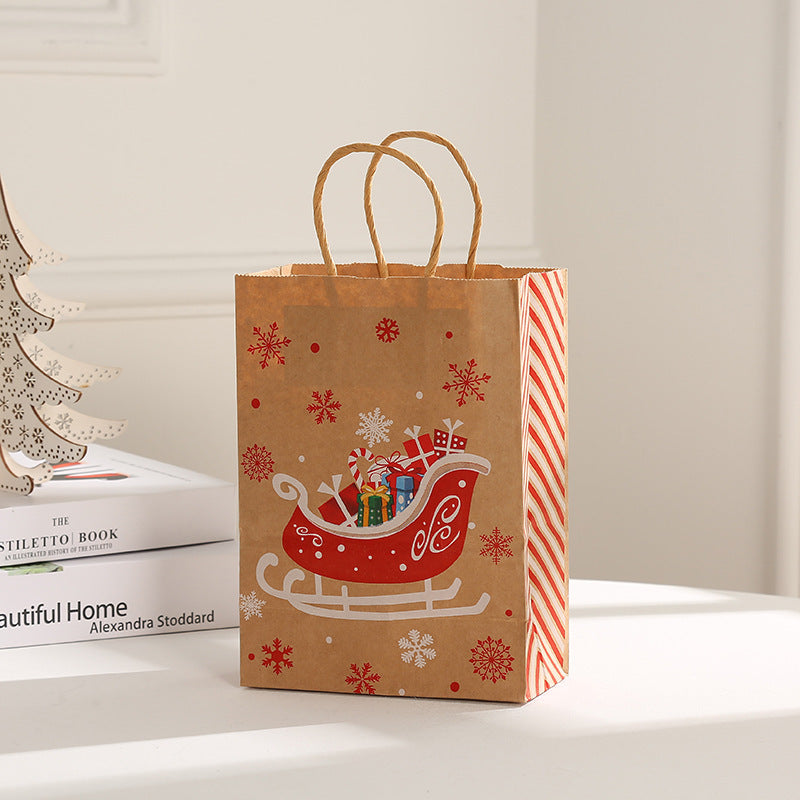 Sac en papier kraft portable pour cadeau de Noël