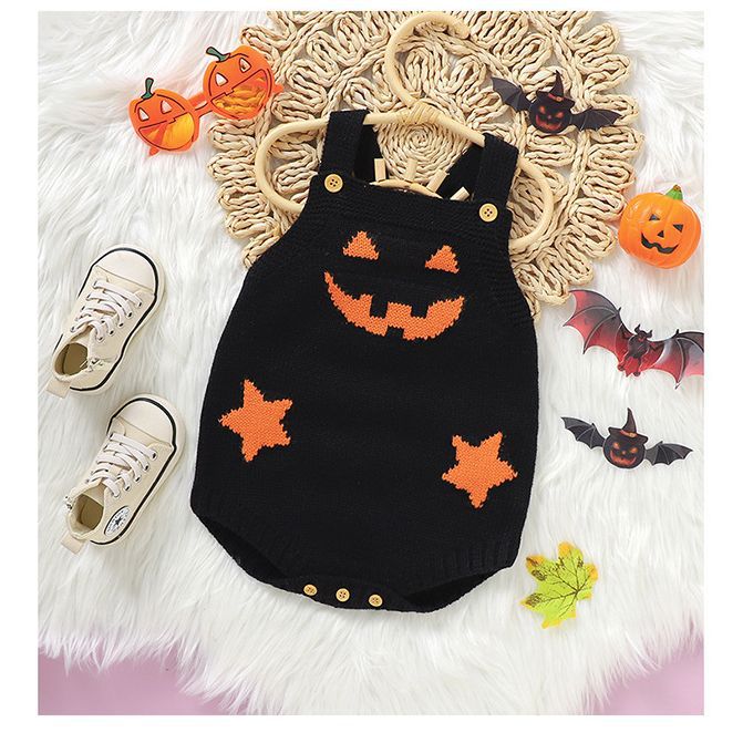 Adorable barboteuse citrouille d'Halloween pour bébé