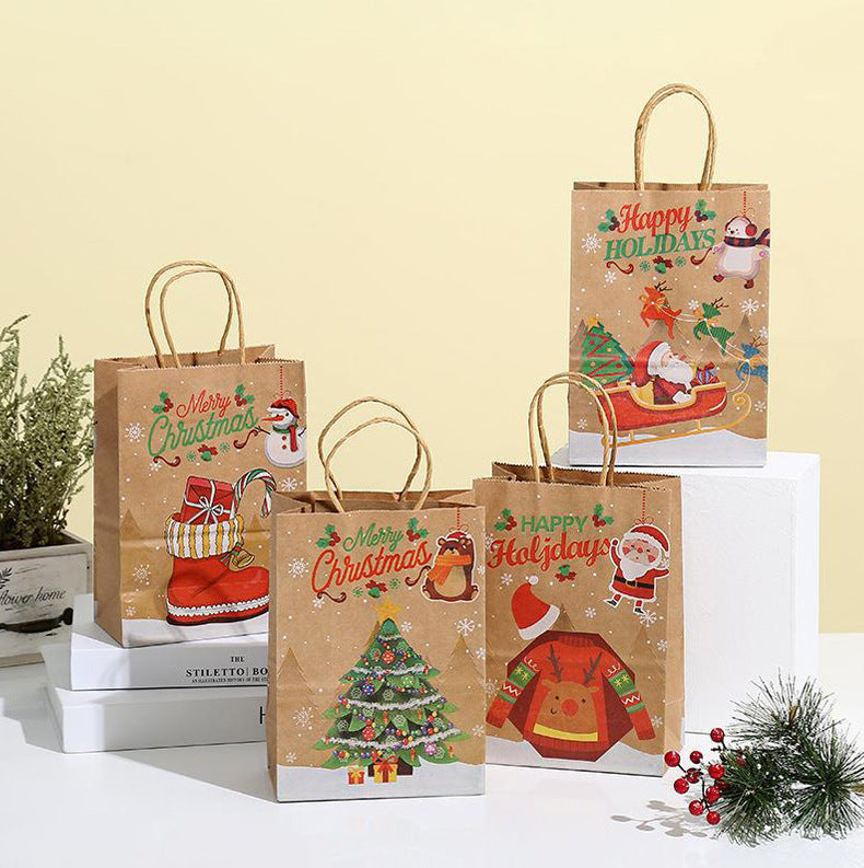 Sac en papier kraft portable pour cadeau de Noël