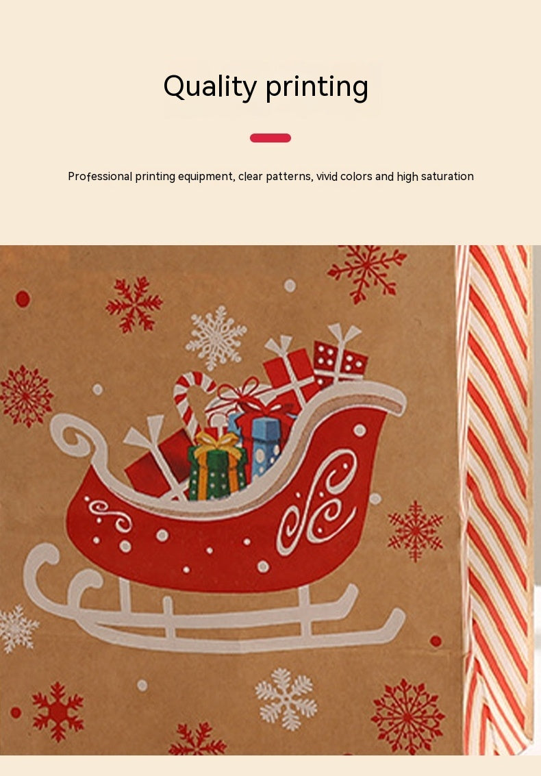 Sac en papier kraft portable pour cadeau de Noël