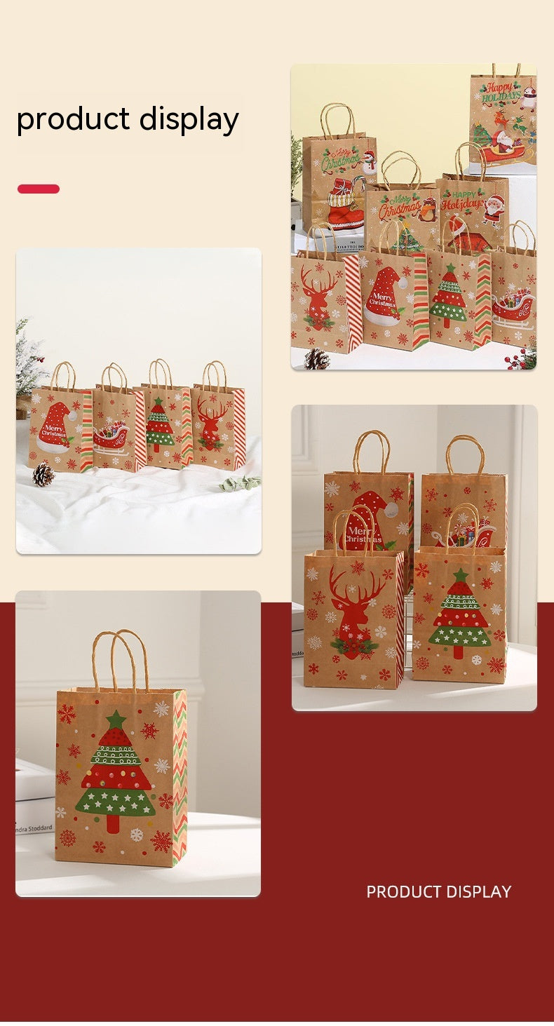Sac en papier kraft portable pour cadeau de Noël