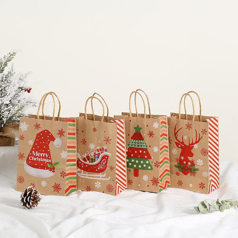 Sac en papier kraft portable pour cadeau de Noël