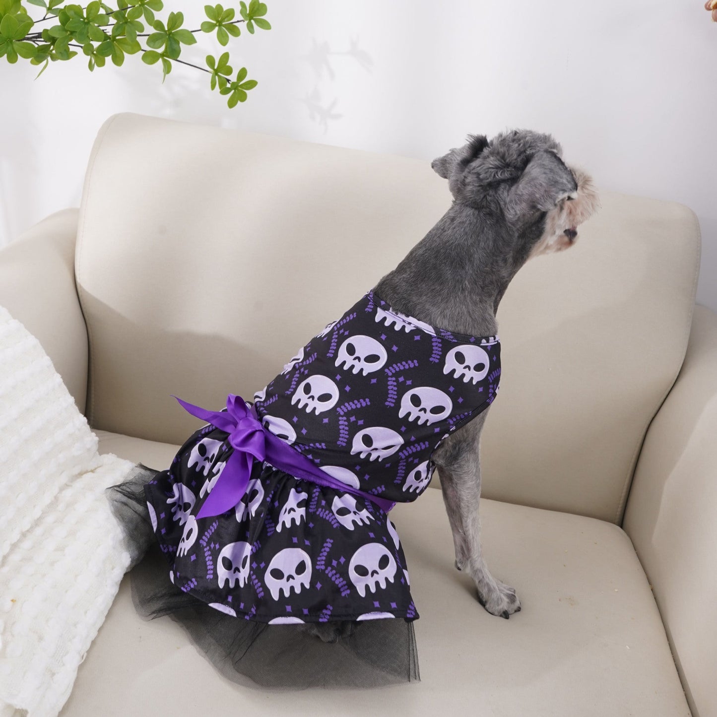 Cape d'Halloween pour chien - Motif tête de mort coloré