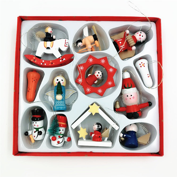 Ensemble de décorations de Noël en bois rustique