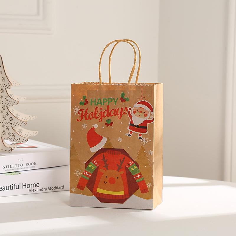Sac en papier kraft portable pour cadeau de Noël
