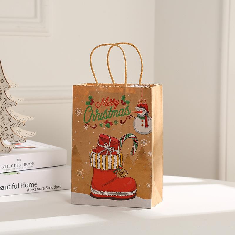 Sac en papier kraft portable pour cadeau de Noël