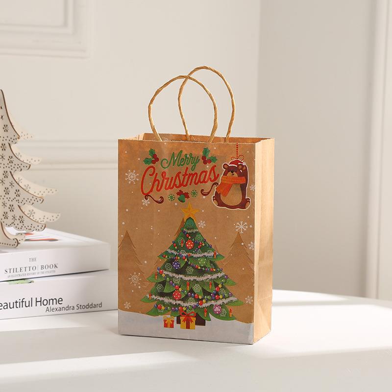 Sac en papier kraft portable pour cadeau de Noël