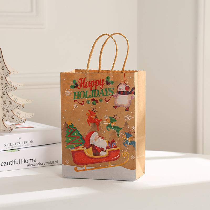 Sac en papier kraft portable pour cadeau de Noël
