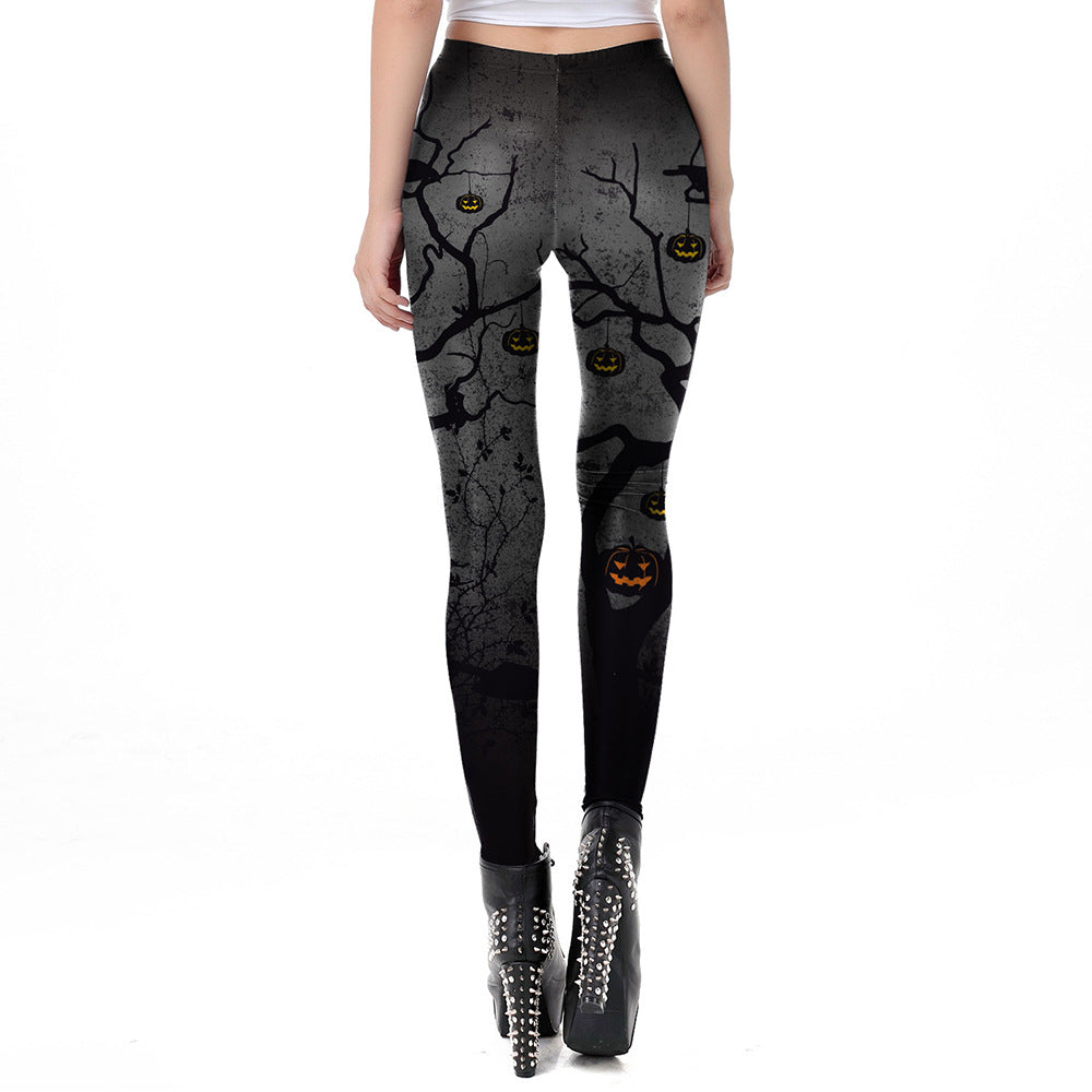 Leggings à tête de citrouille pour femme