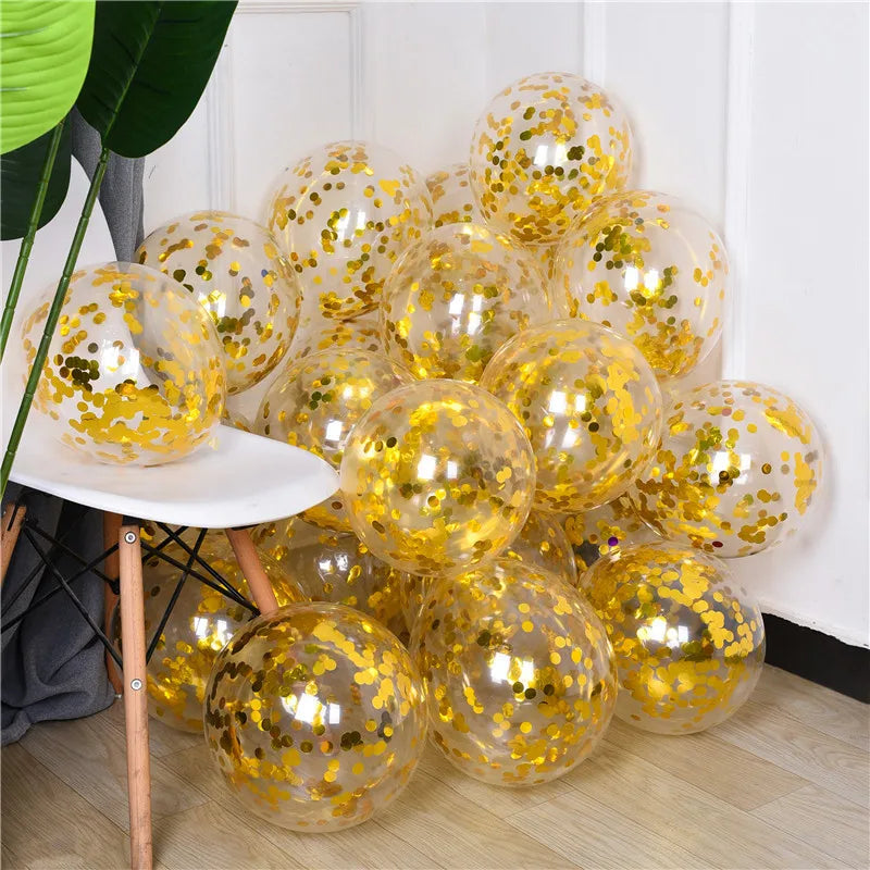 Ballons en latex à confettis en forme d'étoile dorée