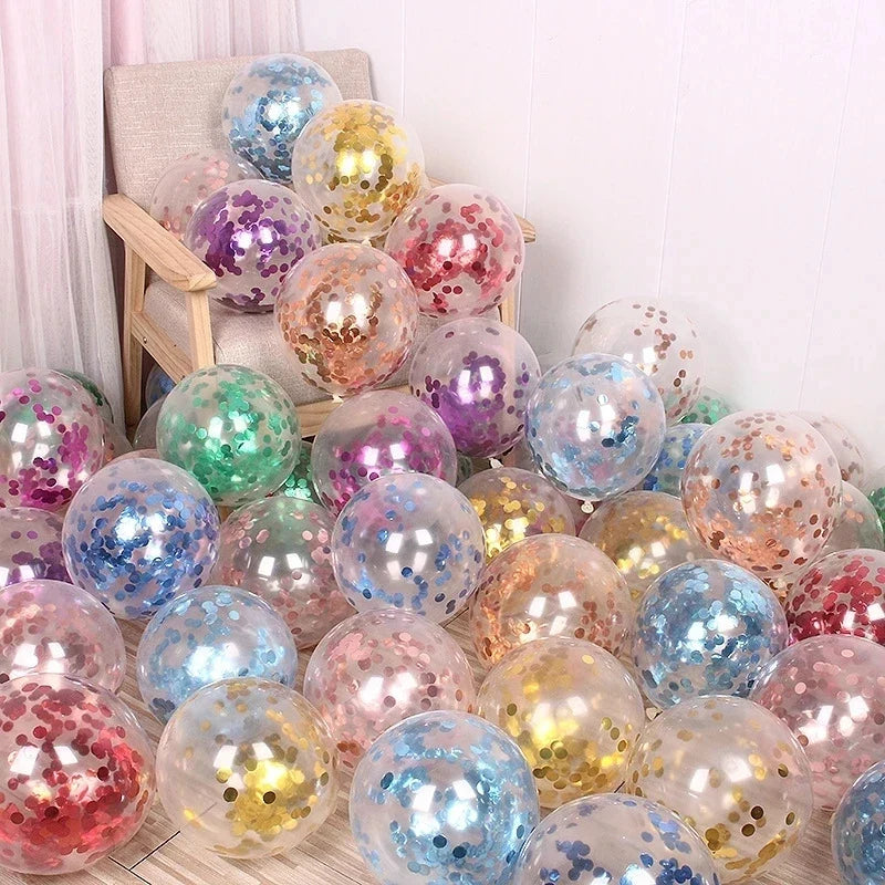 Ballons en latex à confettis en forme d'étoile dorée