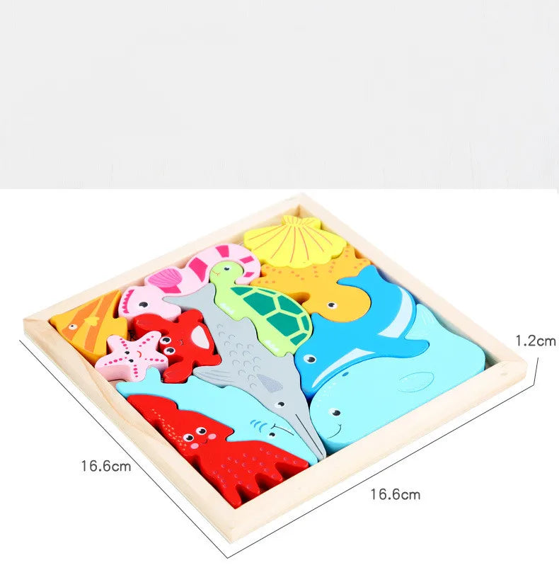 Jouets en bois puzzle 3D - Apprentissage éducatif de la préhension par la main pour bébé