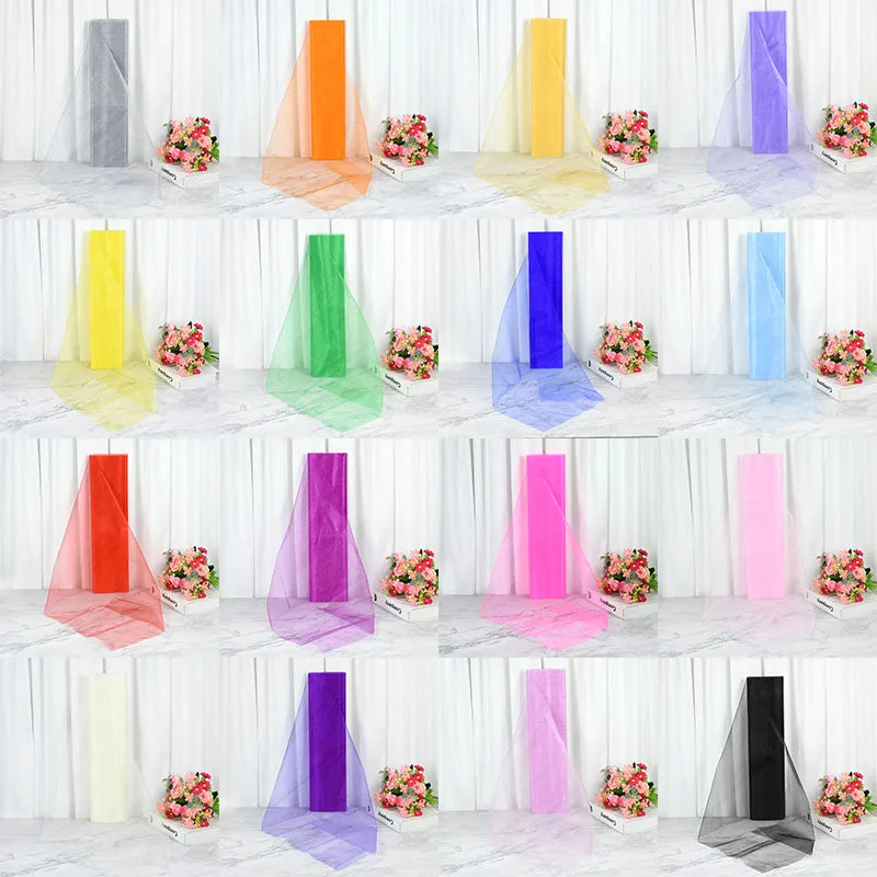 Rouleau de tulle pour décoration de mariage - Tissu transparent en organza cristal