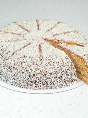 Round Jam Frosty Coconut Cake