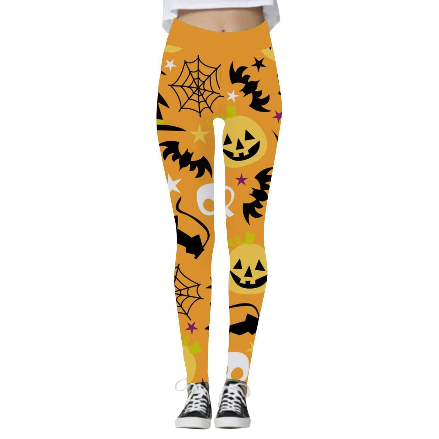 Pantalon de yoga Halloween pour femme avec motif citrouille et crâne