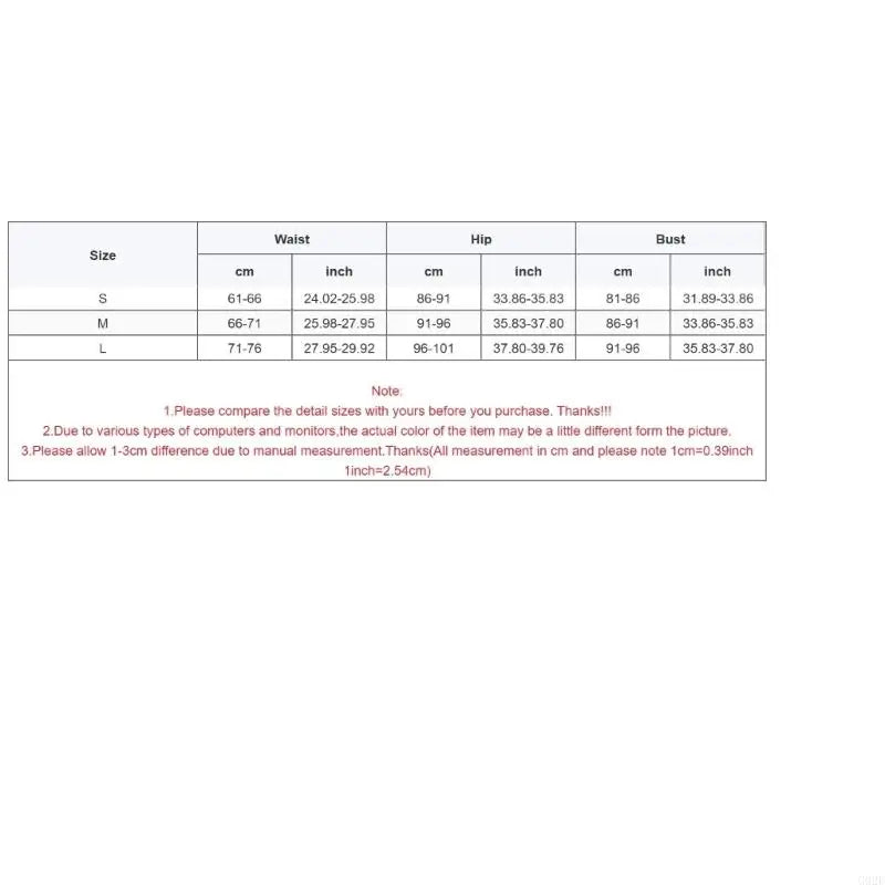 Size chart for clothing with measurements in centimeters and inches.