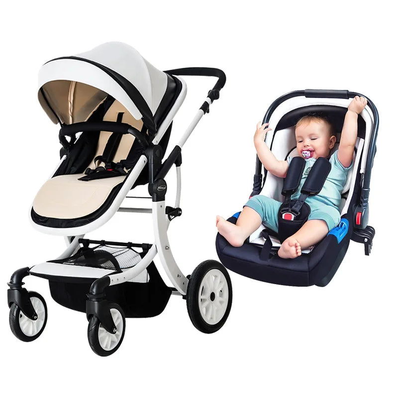 Poussette bébé de luxe 3 en 1 avec siège auto