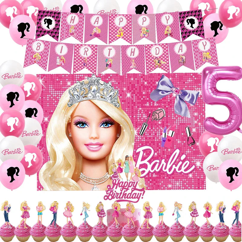 Ensemble de fournitures pour fête d'anniversaire sur le thème de la princesse