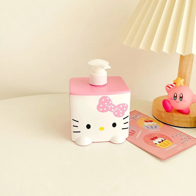 Pink White cartoon-shaped bottle with a pink bow on a light background