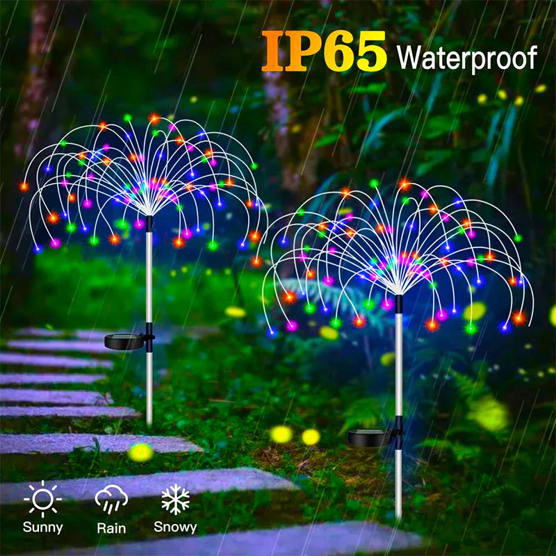 Guirlande lumineuse solaire à LED avec feux d'artifice