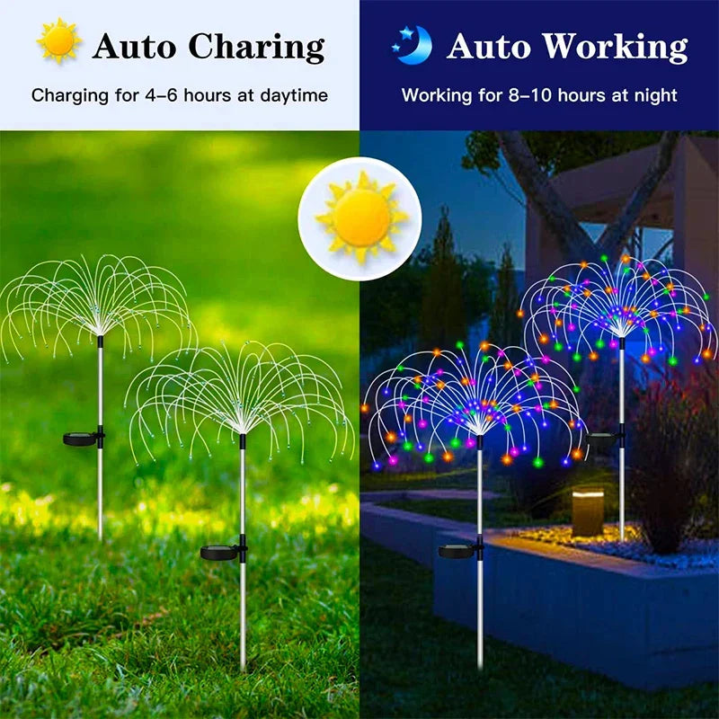 Guirlande lumineuse solaire à LED avec feux d'artifice