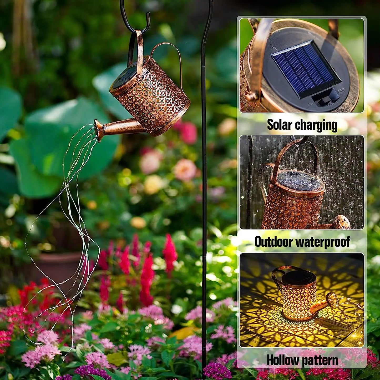 Lampe solaire pour arrosoir en cascade