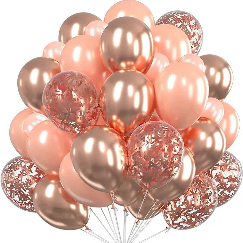 Ballons métalliques à confettis dorés – Décoration de fête