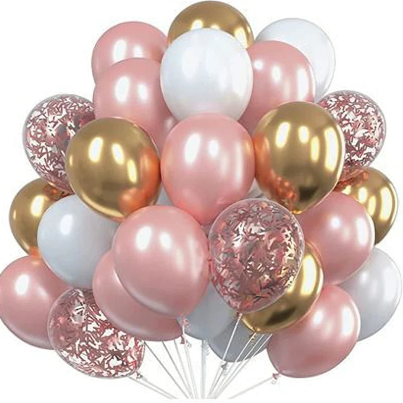 Ballons métalliques à confettis dorés – Décoration de fête