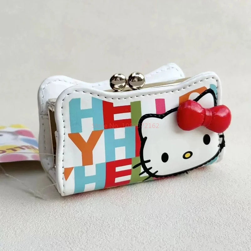 Hello Kitty coin purse with colorful letters on a light background