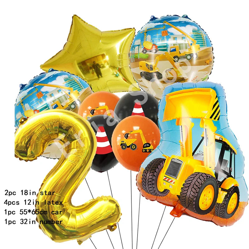 Fournitures de fête sur le thème du tracteur de chantier
