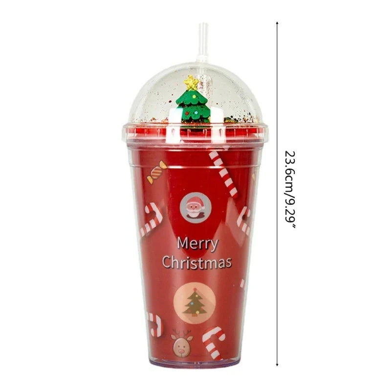 Tasse de Noël avec couvercle et paille