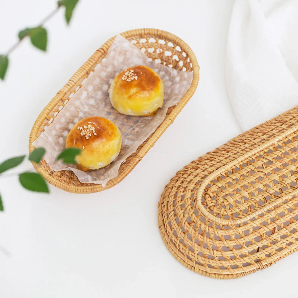 Ensemble de plateaux de rangement en rotin tissé à la main