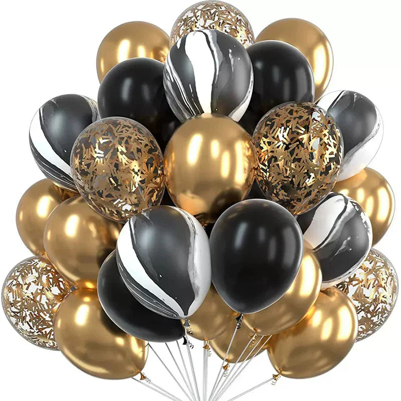 Ballons métalliques à confettis dorés – Décoration de fête