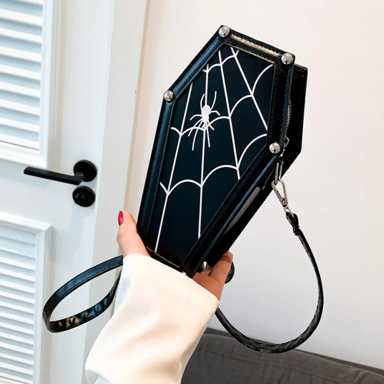 Sac à bandoulière gothique en forme de cercueil