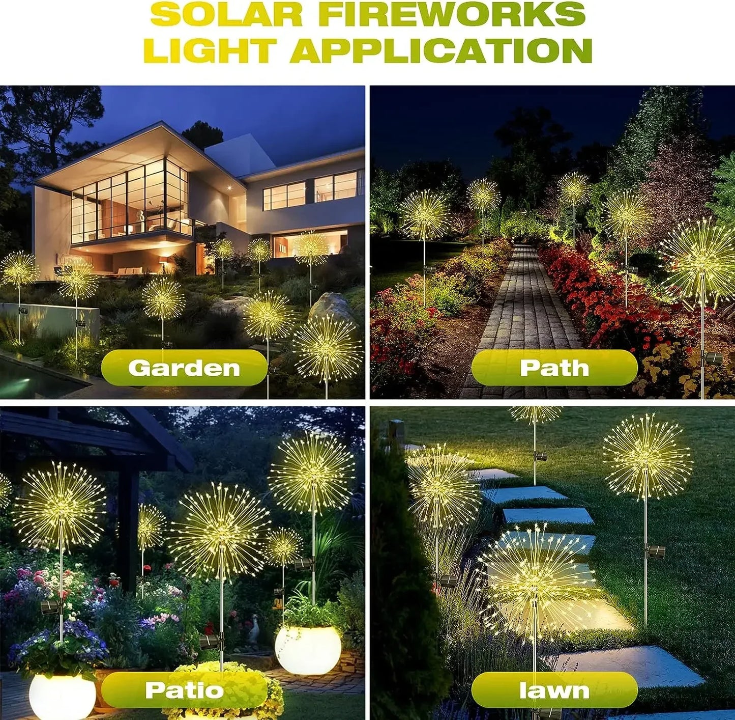 Feux d'artifice solaires - Décoration féerique de jardin