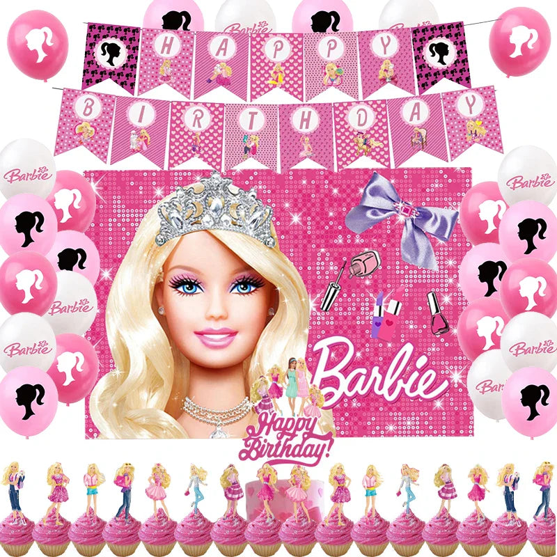 Ensemble de fournitures pour fête d'anniversaire sur le thème de la princesse