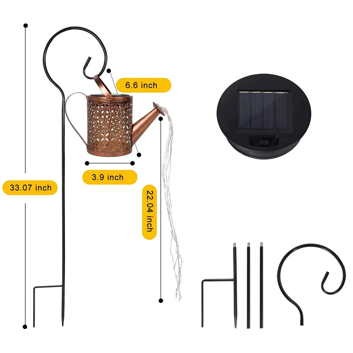Lampe solaire pour arrosoir en cascade