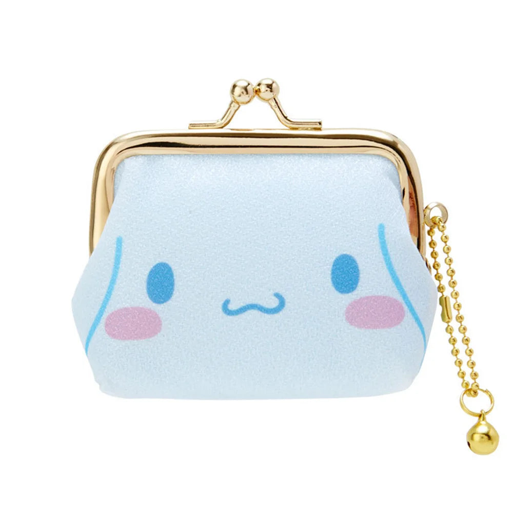 Small pouch with a cartoon face design on a white background