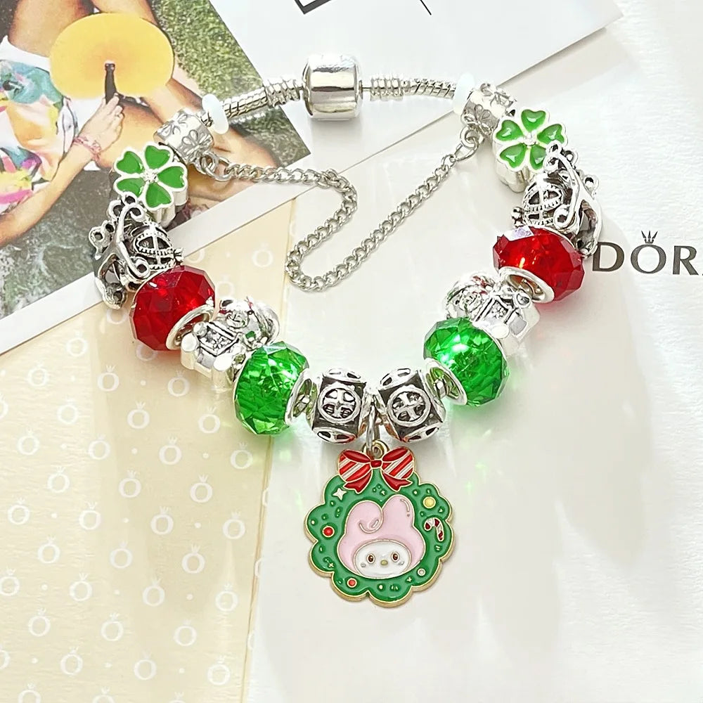 Bracelet with charms on a white background
