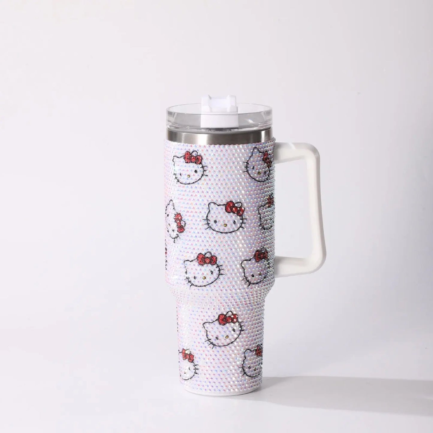 Tumbler with Hello Kitty pattern on a white background