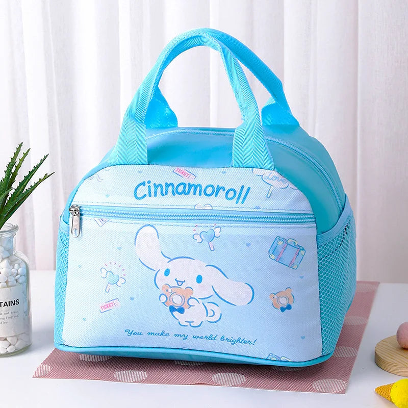 Blue lunch bag with Cinnamoroll design on a white background