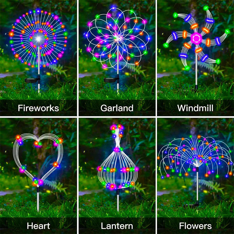 Guirlande lumineuse solaire à LED avec feux d'artifice