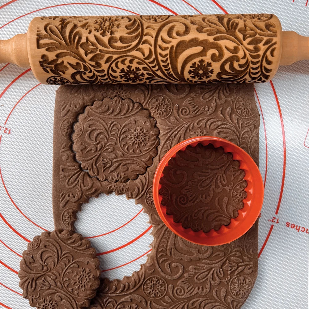 Rouleau à pâtisserie de Noël – Rouleau à motif flocon de neige et élan