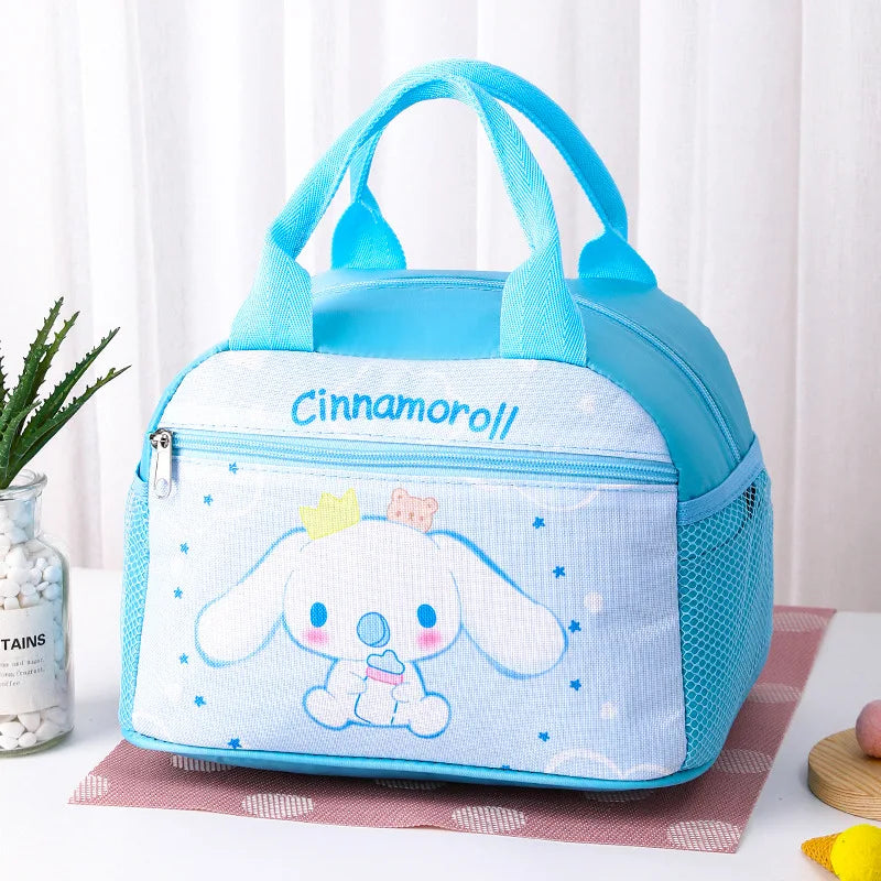 Blue lunch bag with Cinnamoroll design on a white background