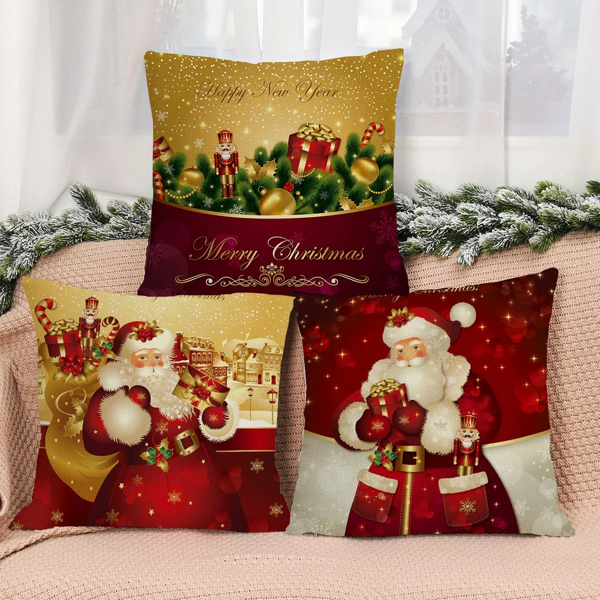 Housse de coussin de Noël - Décoration d'intérieur festive 2023