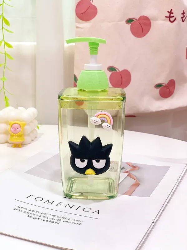 Hello Kitty-themed bottle with pump on a magazine background